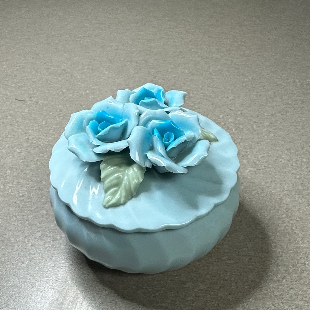 Beacon Hill Blue Floral Ceramic Trinket Box